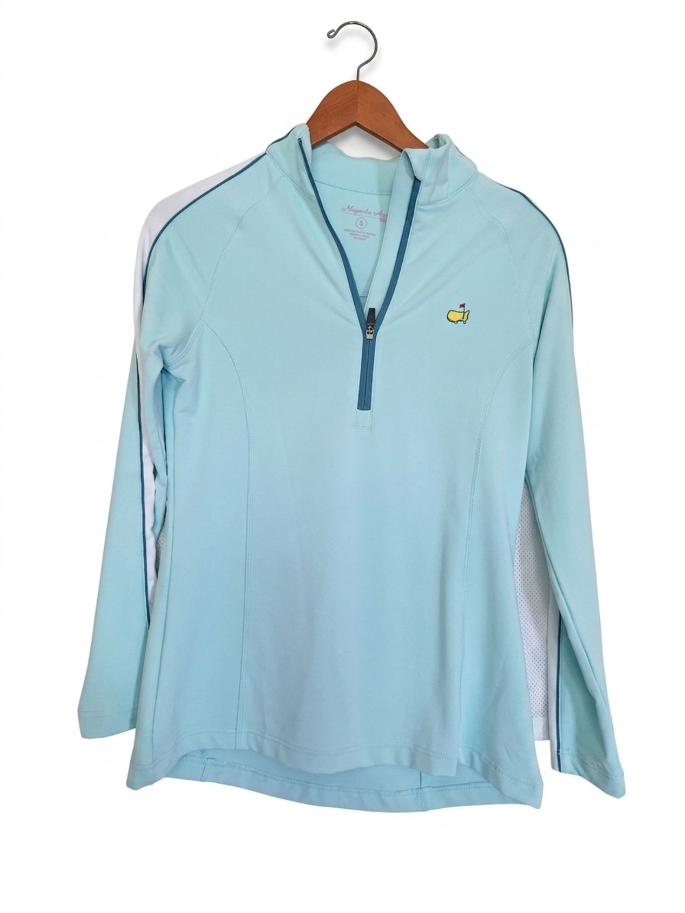 Magnolia Light Blue Pullover Navy Trim Sweatshirt Size S
